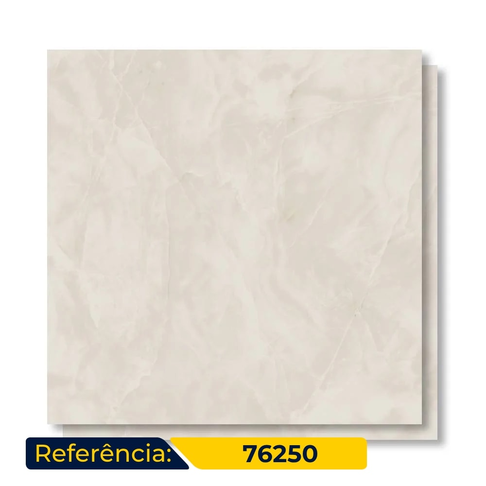 Piso Cerâmico Brilhante 76x76cm Caixa 2,87m² Embramaco Atena Marfim Retificado - 76250