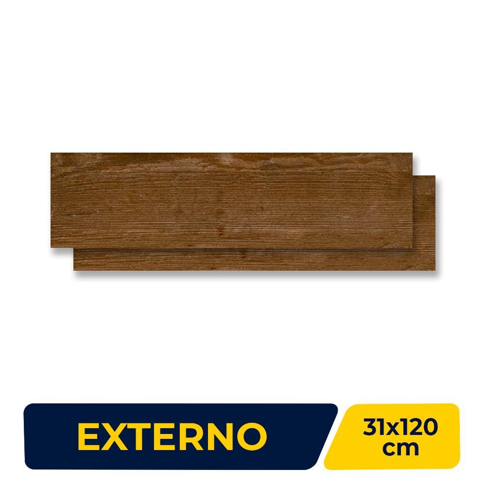 Piso Cerâmico Externo 31x120cm Caixa 2,20m² Lume Ecowood Plus Retificado