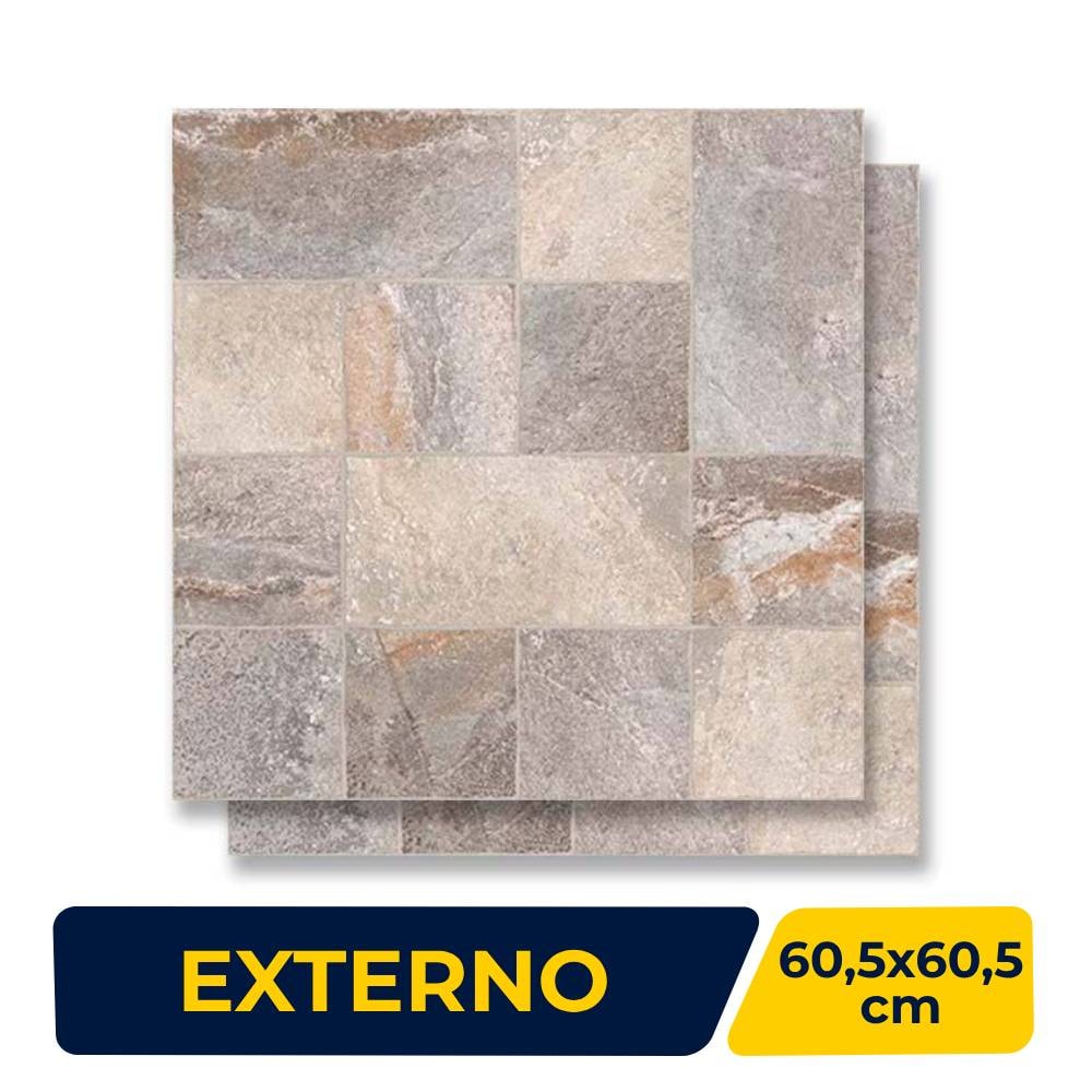 Piso Cerâmico Externo 60,5x60,5cm Caixa 2,58m² Esther Pavia Gray Bold - 61/1031