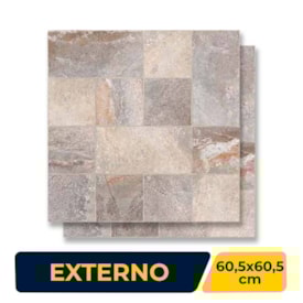 Piso Cerâmico Externo 60,5x60,5cm Caixa 2,58m² Esther Pavia Gray Bold - 611031