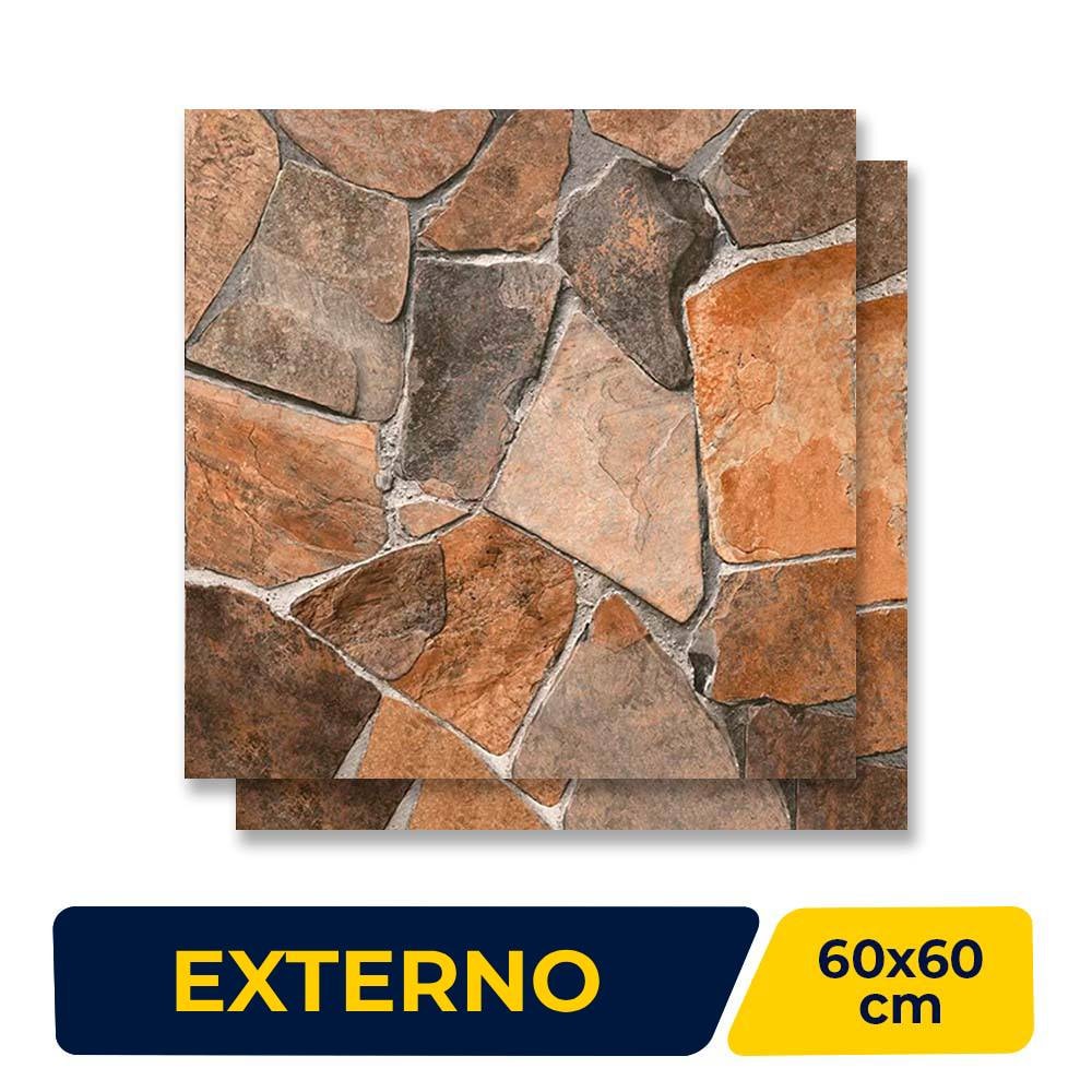 Piso Cerâmico Externo 60x60cm Caixa 2,50m² Lume Piedra Plus Retificado