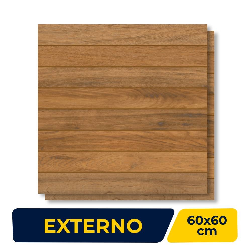 Piso Cerâmico Externo 60x60cm Caixa 2,58m² Embramaco Deck Native Brown - 61437