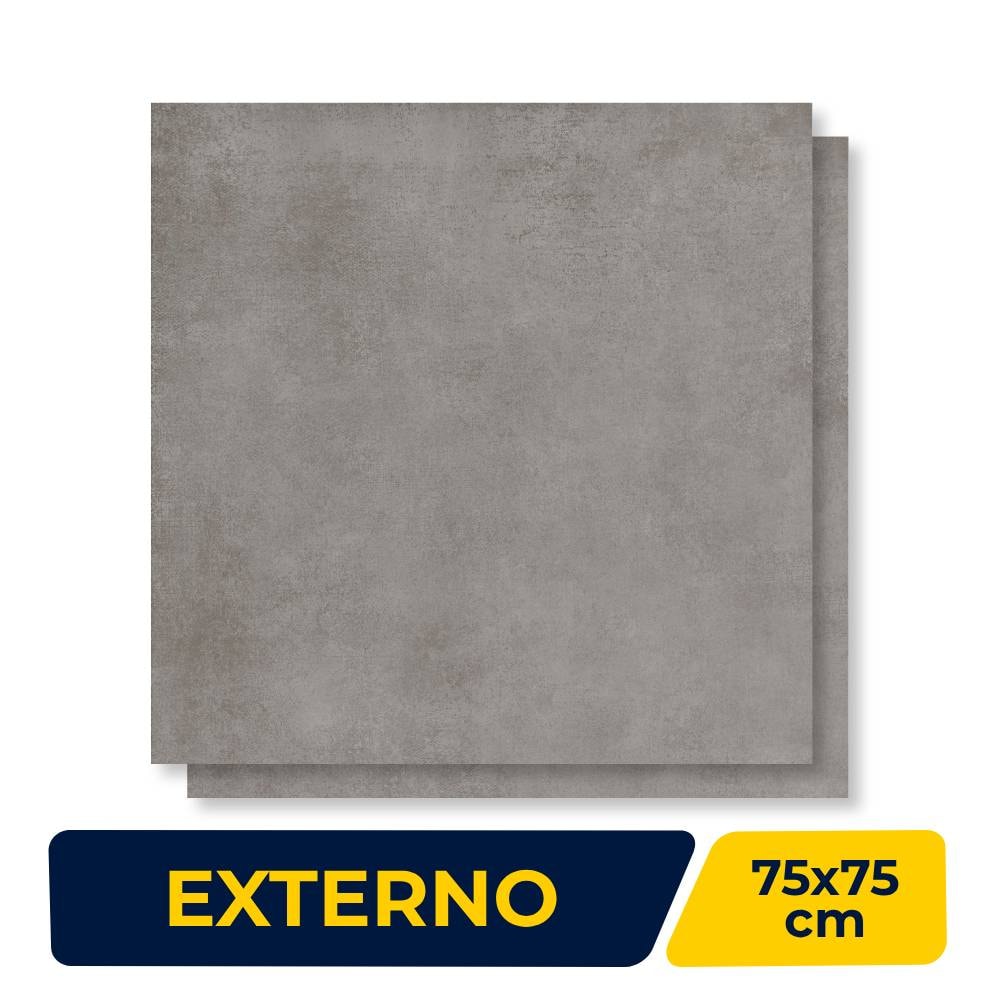 Piso Cerâmico Externo 75x75cm Caixa 2,28m² Incopisos Cittá Grigio Retificado - 575021