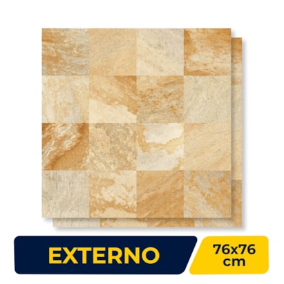 Piso Cerâmico Externo Embramaco 76x76cm Pedra São Tomé Out Retificado - 76545