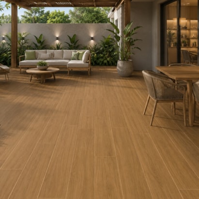 Piso Cerâmico Externo Lume 22x90cm Peroba Outside Retificado