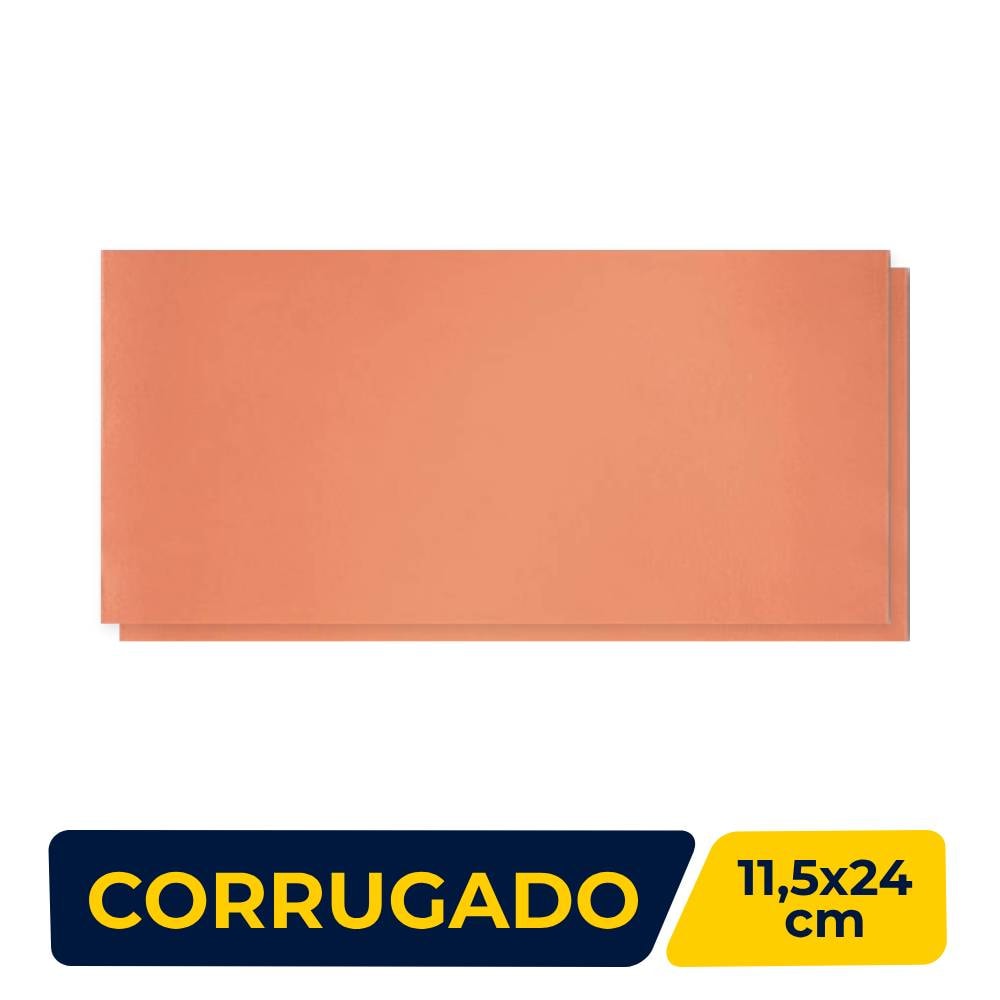 Piso Cerâmico Lajota Corrugado 11,5x24cm Eurogres Terracota - 115240C