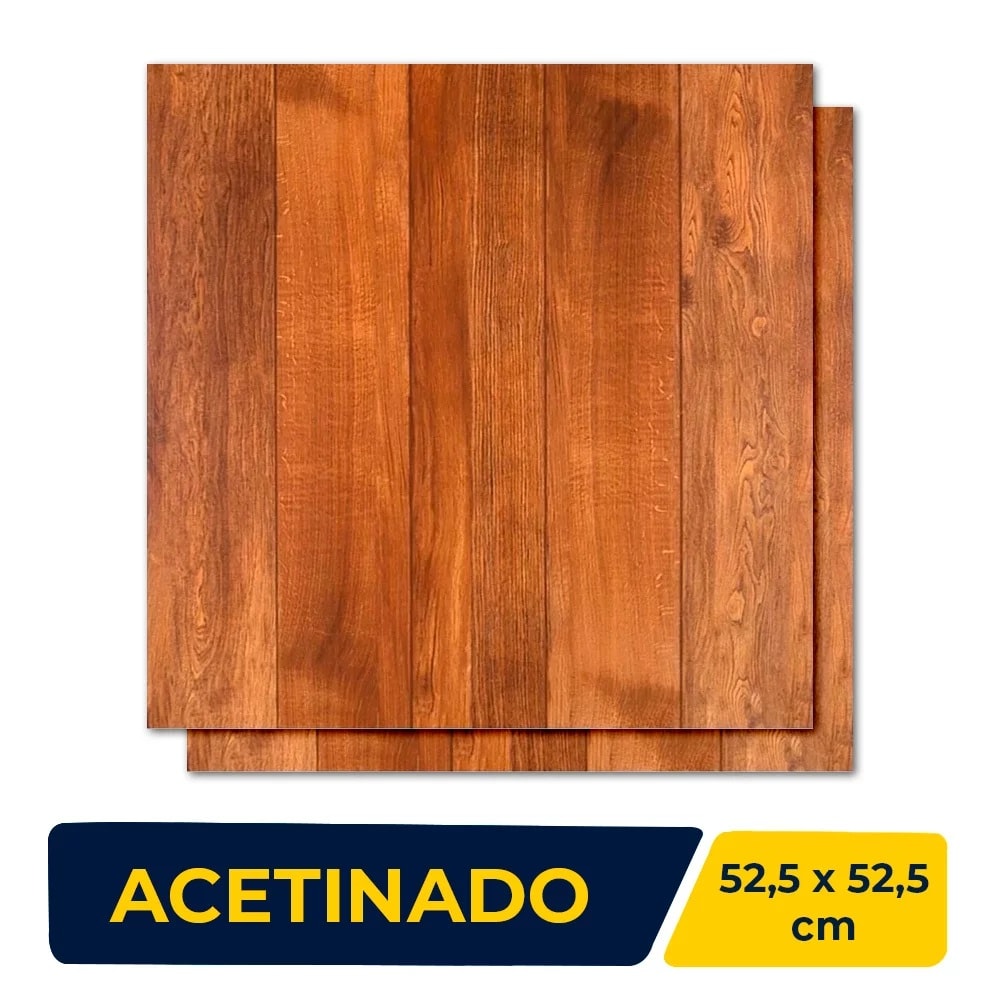 Piso Cerâmico Madeira Acetinado 52,5x52,5cm Caixa 1,93m² Inout Ipê Marrom Escuro Retificado - PHD52170R