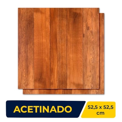 Piso Cerâmico Madeira Acetinado 52,5x52,5cm Caixa 1,93m² Inout Ipê Marrom Escuro Retificado - PHD52170R