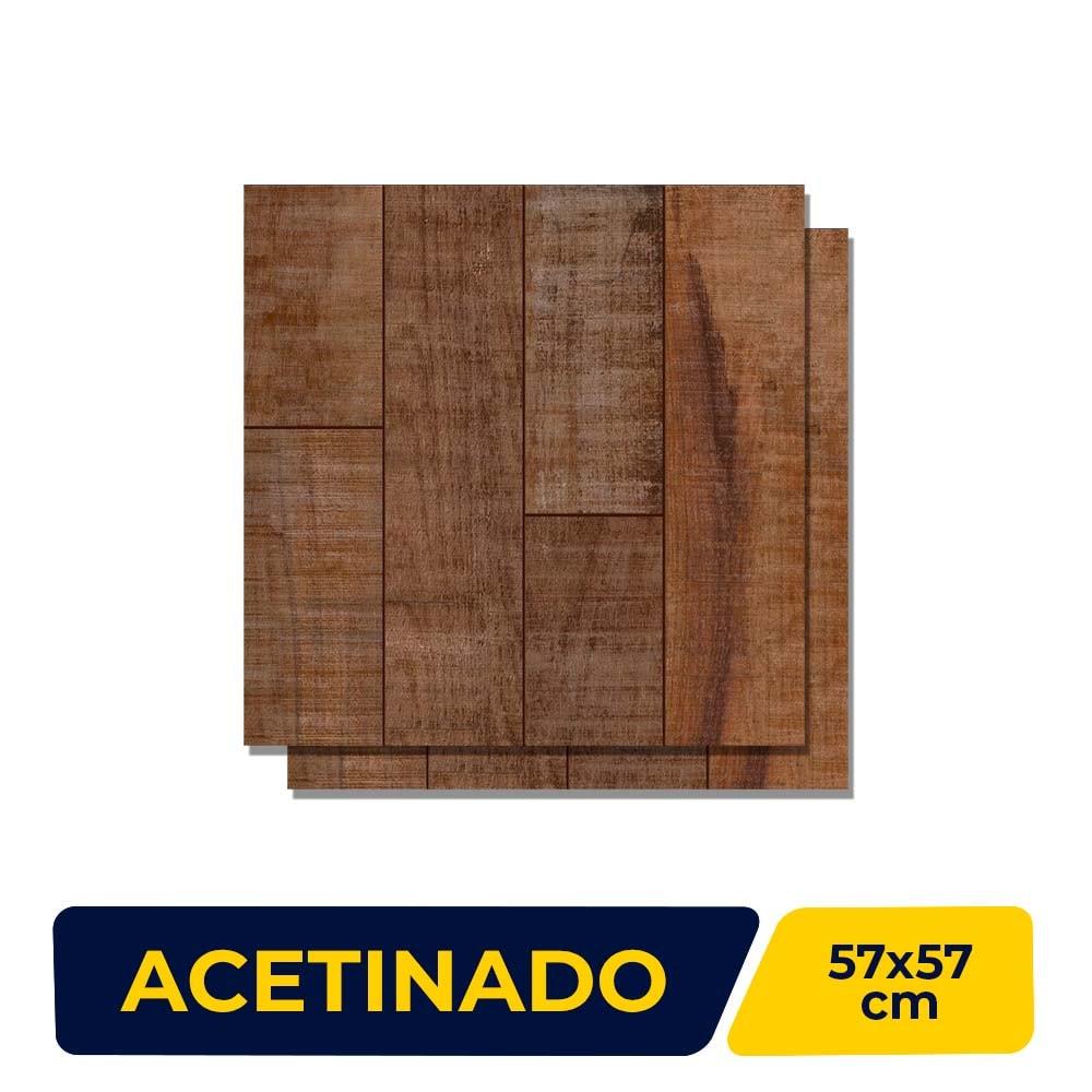 Piso Cerâmico Madeira Acetinado 57x57cm Caixa 2,30m² Lef Confort - LF59615
