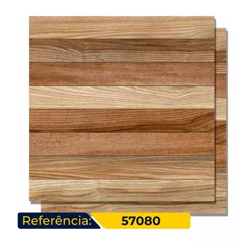 Piso Cerâmico Madeira Brilhante 57x57cm Caixa 2,23m² Karina Ecowood Parquet - 57080