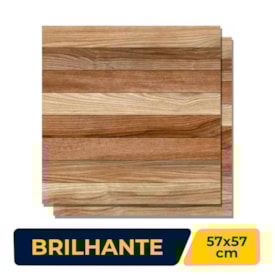 Piso Cerâmico Madeira Brilhante 57x57cm Caixa 2,23m² Karina Ecowood Parquet - 57080