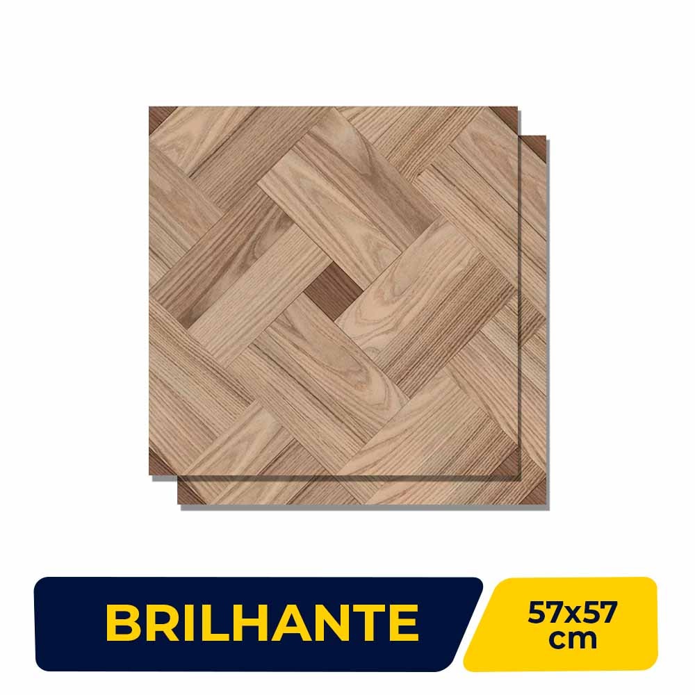 Piso Cerâmico Madeira Brilhante 57x57cm Caixa 2,23m² Karina Versailles - 57114