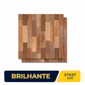 Piso Cerâmico Madeira Brilhante 57x57cm Caixa 2,30m² Lef Taco Damasco Bold - LF59459