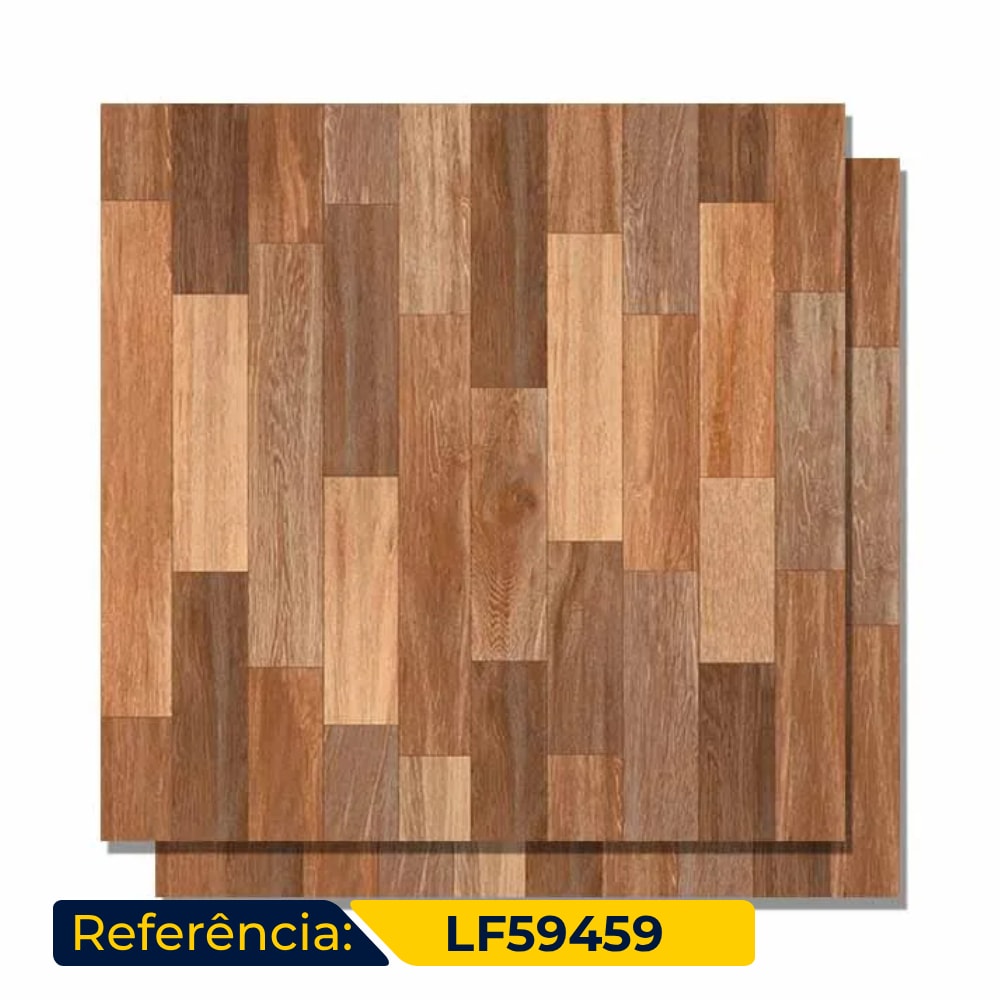 Piso Cerâmico Madeira Brilhante 57x57cm Caixa 2,30m² Lef Taco Damasco Bold - LF59459