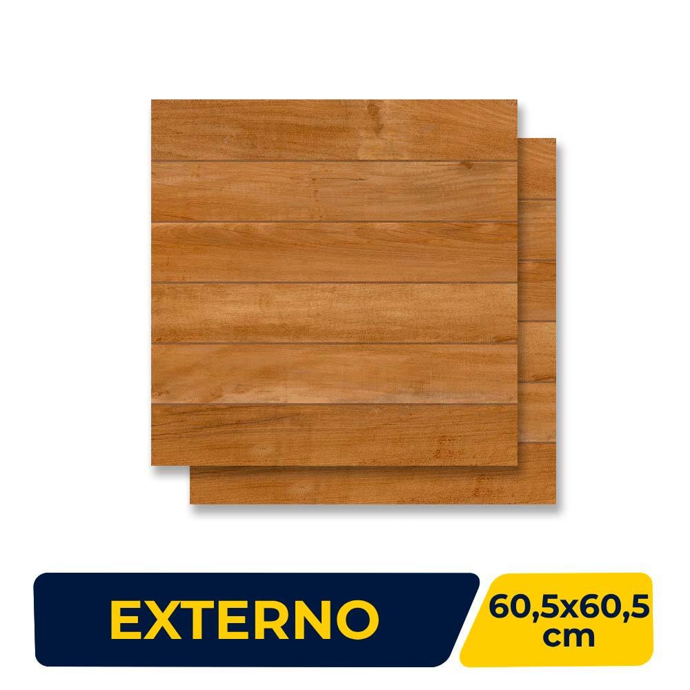 Piso Cerâmico Madeira Externo 60,5x60,5cm Caixa 2,58m² Esther Loft Deck Bold - 61/1028