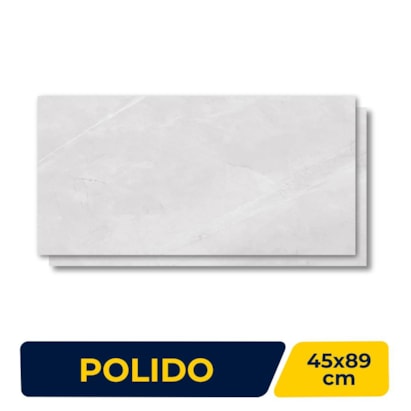 Piso Cerâmico Polido 45x89cm Caixa 1,58m² Lume Allure Gris - Retificado