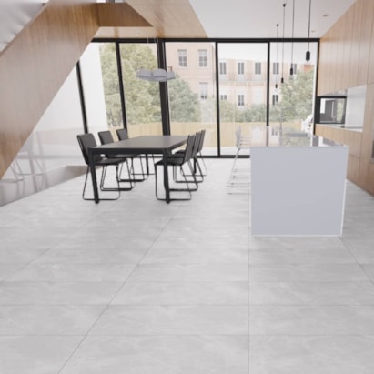 Piso Cerâmico Polido 45x89cm Caixa 2,37m² Lume Allure Gris Retificado