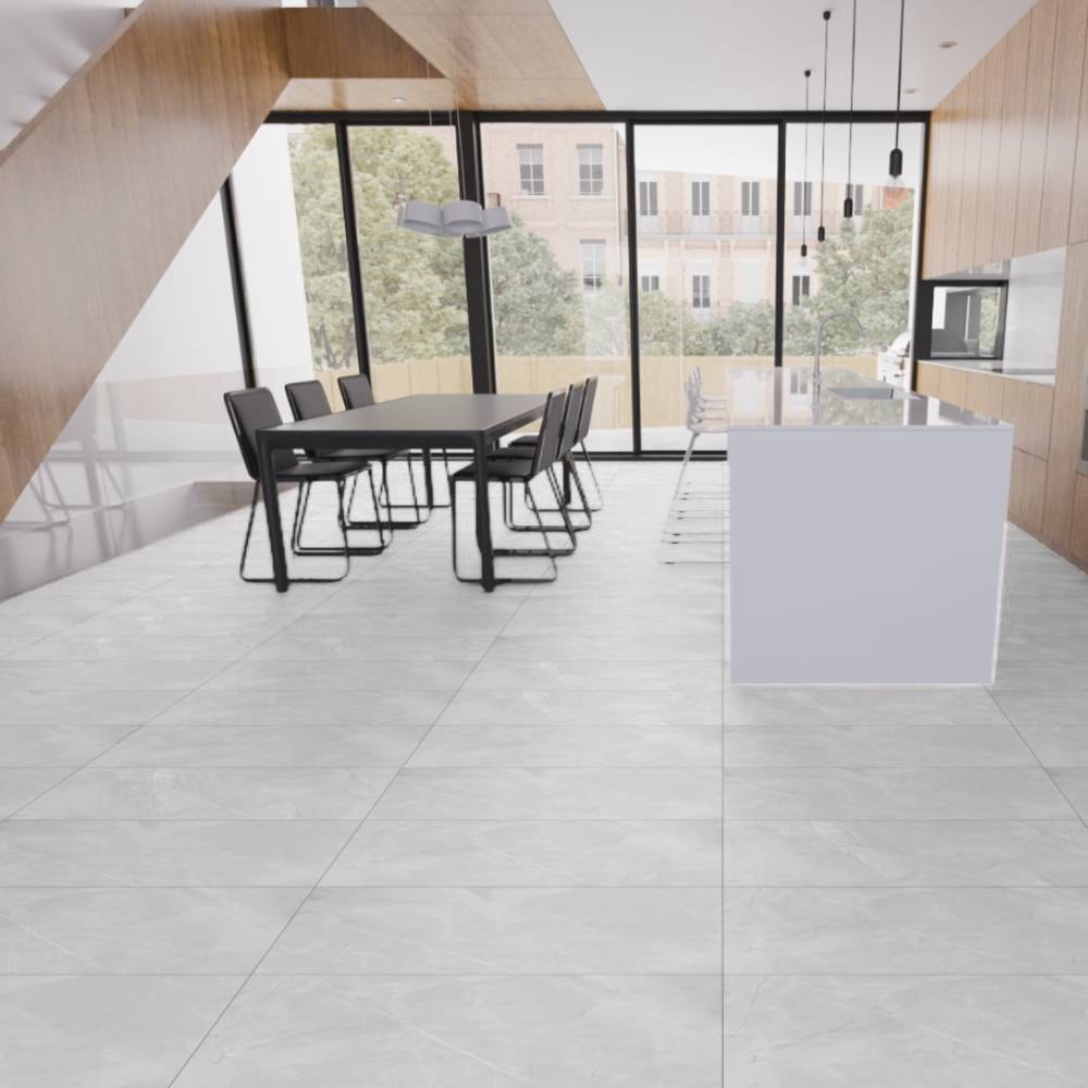 Piso Cerâmico Polido 45x89cm Caixa 2,37m² Lume Allure Gris Retificado