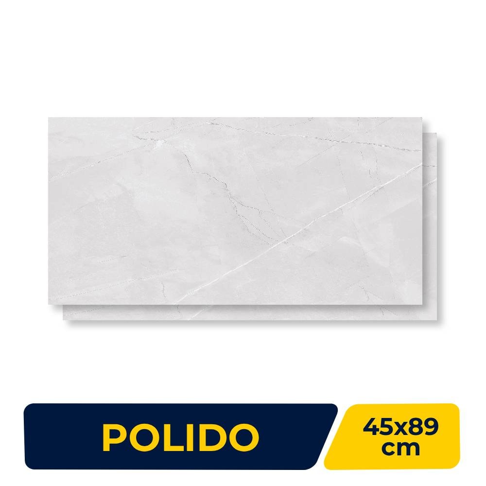 Piso Cerâmico Polido 45x89cm Caixa 2,37m² Lume Allure Gris Retificado