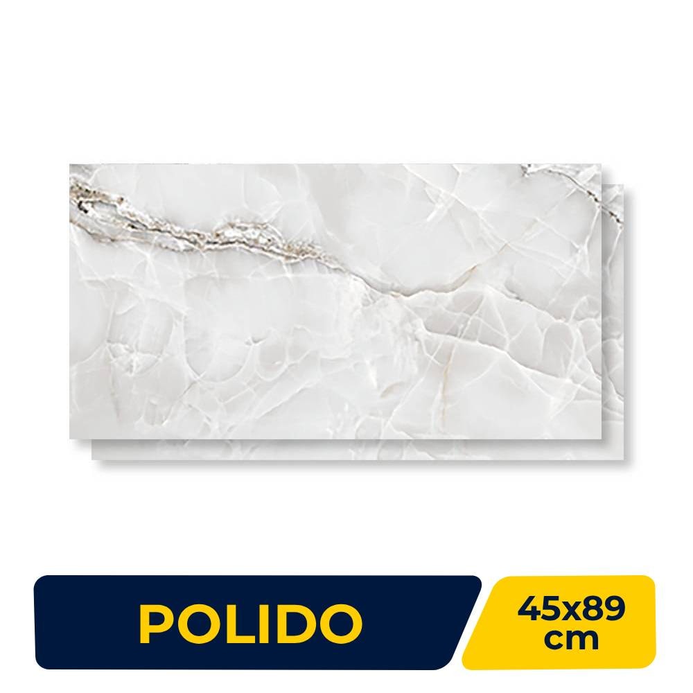 Piso Cerâmico Polido 45x89cm Caixa 2,37m² Lume Palermo Gris Retificado