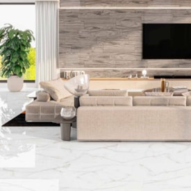 Piso Cerâmico Polido 45x89cm Caixa 2,37m² Lume Thassos Gris Retificado