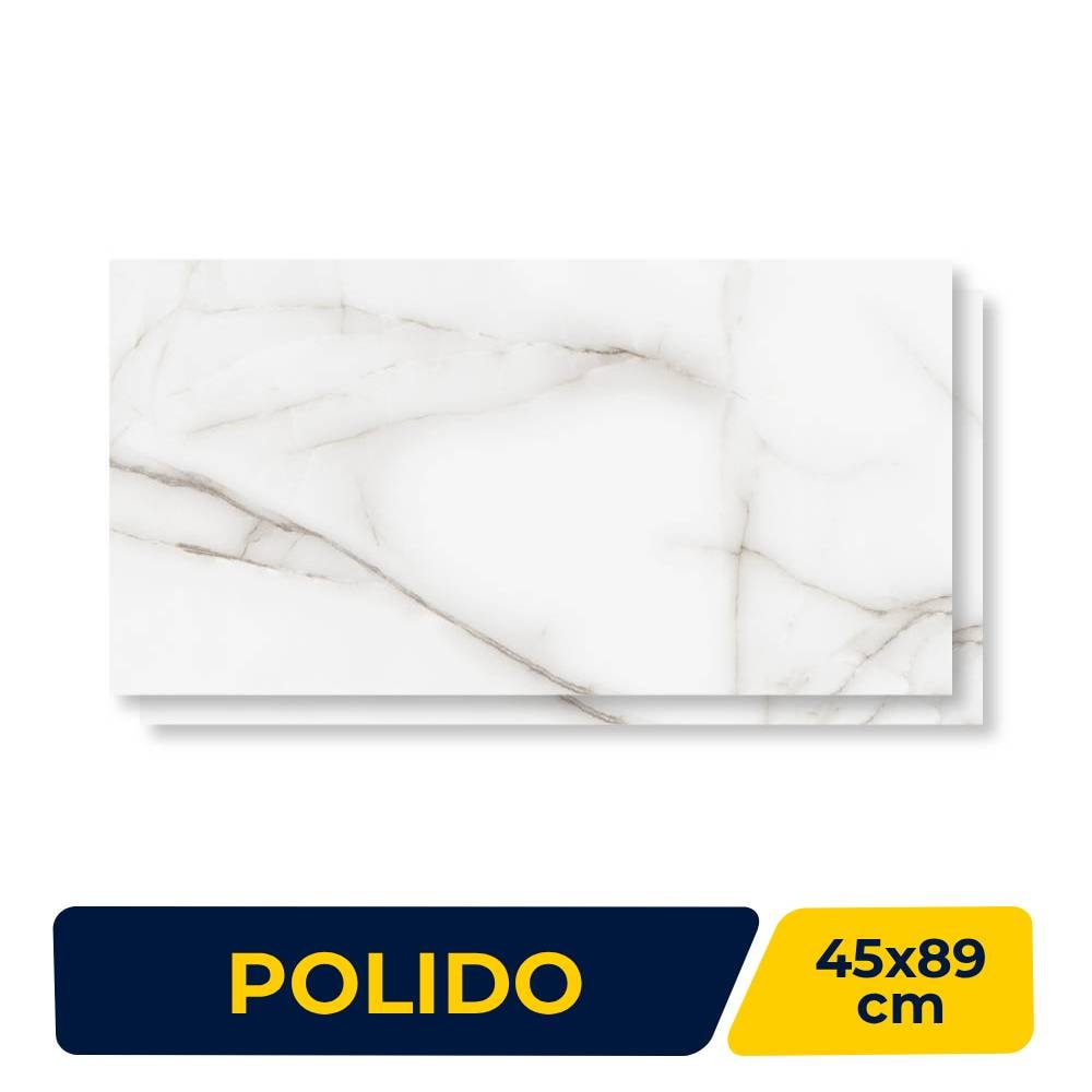 Piso Cerâmico Polido 45x89cm Caixa 2,37m² Lume Thassos Gris Retificado