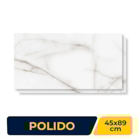 Piso Cerâmico Polido 45x89cm Caixa 2,37m² Lume Thassos Gris Retificado