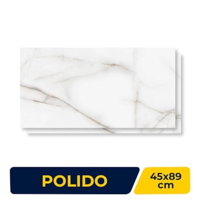 Piso Cerâmico Polido 45x89cm Caixa 2,37m² Lume Thassos Gris Retificado