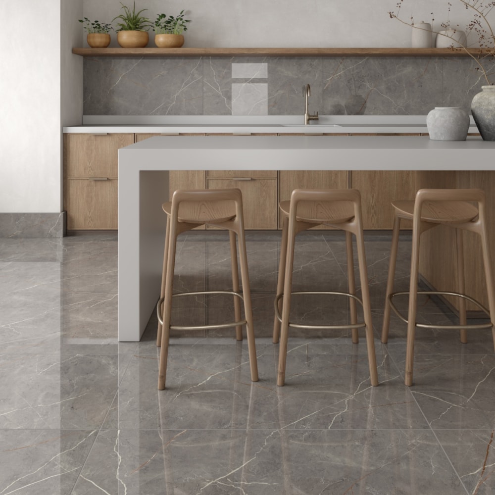 Piso Cerâmico Polido 56x113cm Caixa 2,50m² Incopisos Sevilha Gray Retificado - 313003