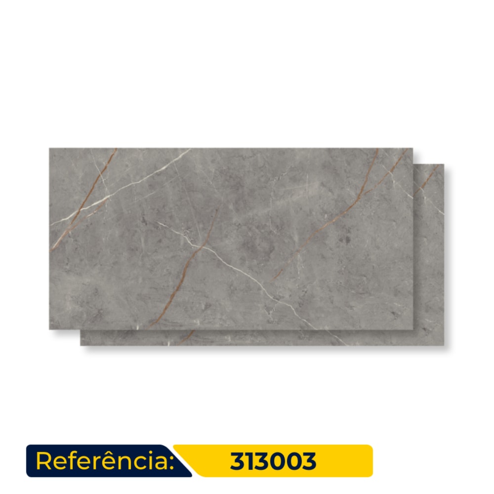 Piso Cerâmico Polido 56x113cm Caixa 2,50m² Incopisos Sevilha Gray Retificado - 313003