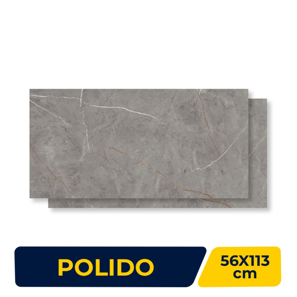 Piso Cerâmico Polido 56x113cm Caixa 2,50m² Incopisos Sevilha Gray Retificado - 313003