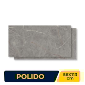 Piso Cerâmico Polido 56x113cm Caixa 2,50m² Incopisos Sevilha Gray Retificado - 313003