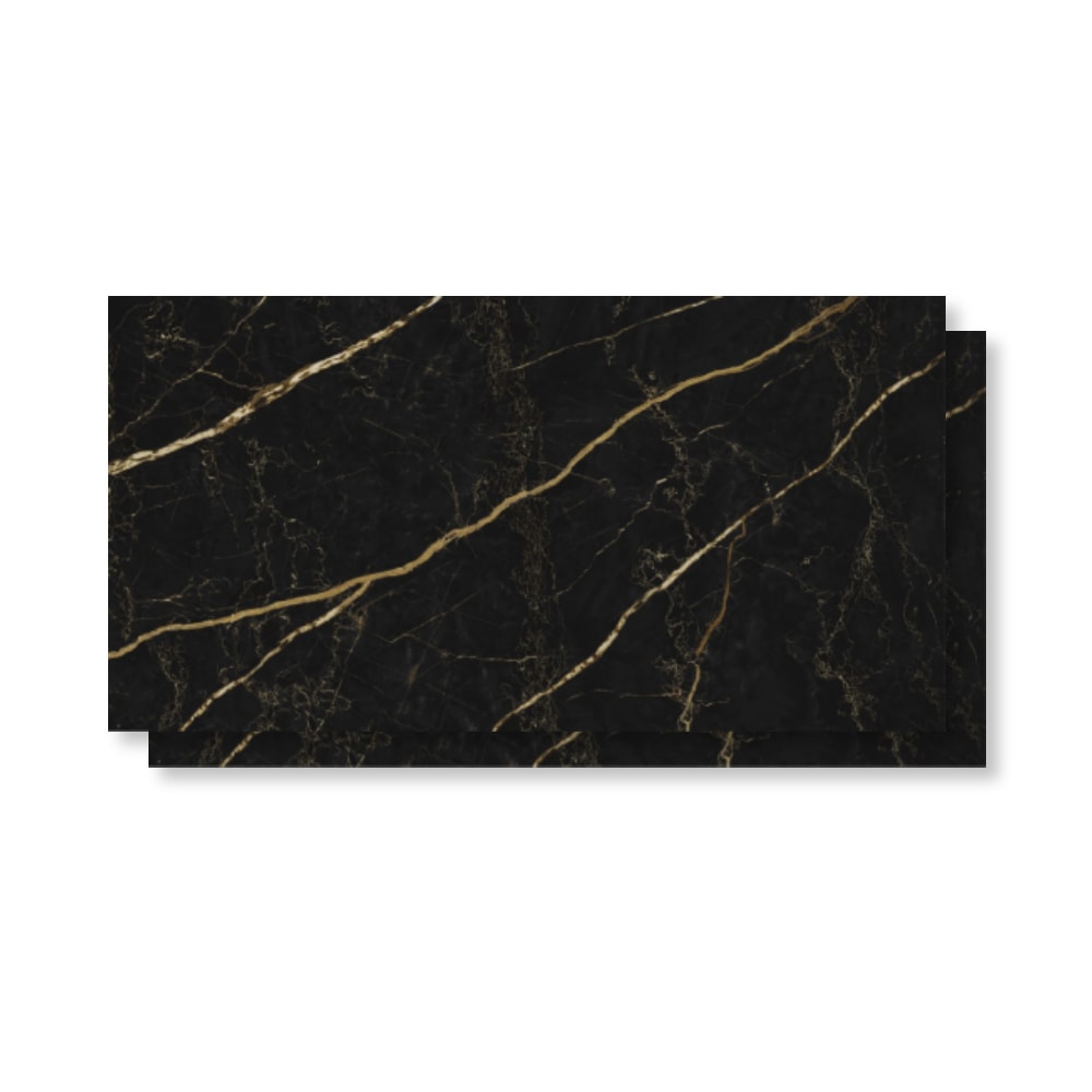 Piso Ceramico Polido 60x120cm Caixa 2,18m² Karina Black Gold Retificado - 68020