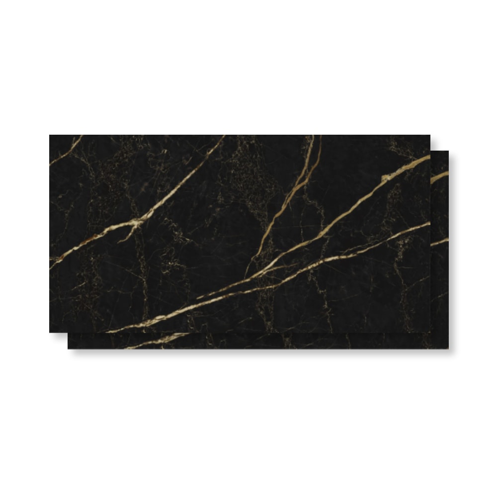Piso Ceramico Polido 60x120cm Caixa 2,18m² Karina Black Gold Retificado - 68020