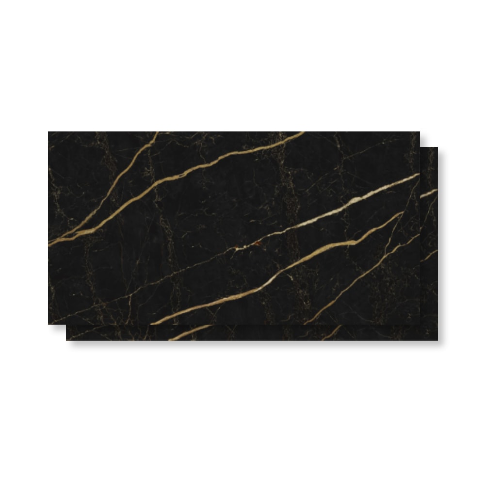 Piso Ceramico Polido 60x120cm Caixa 2,18m² Karina Black Gold Retificado - 68020
