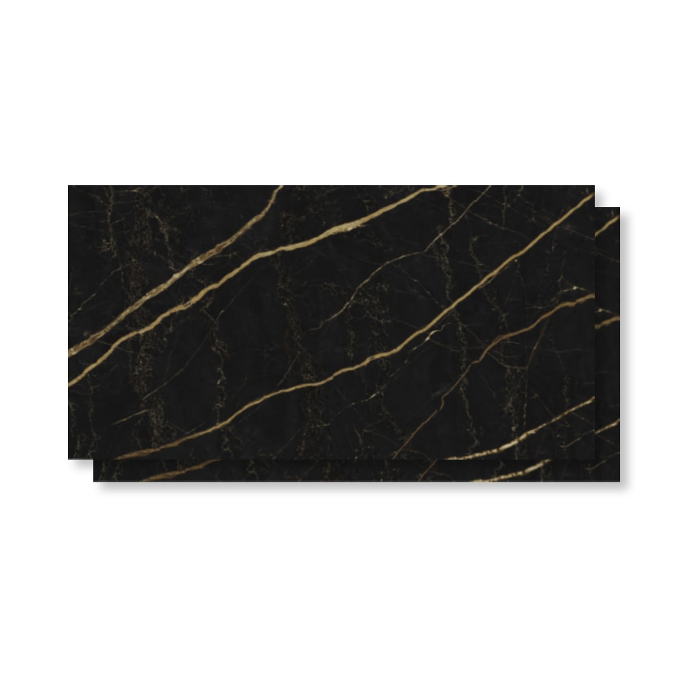 Piso Ceramico Polido 60x120cm Caixa 2,18m² Karina Black Gold Retificado - 68020