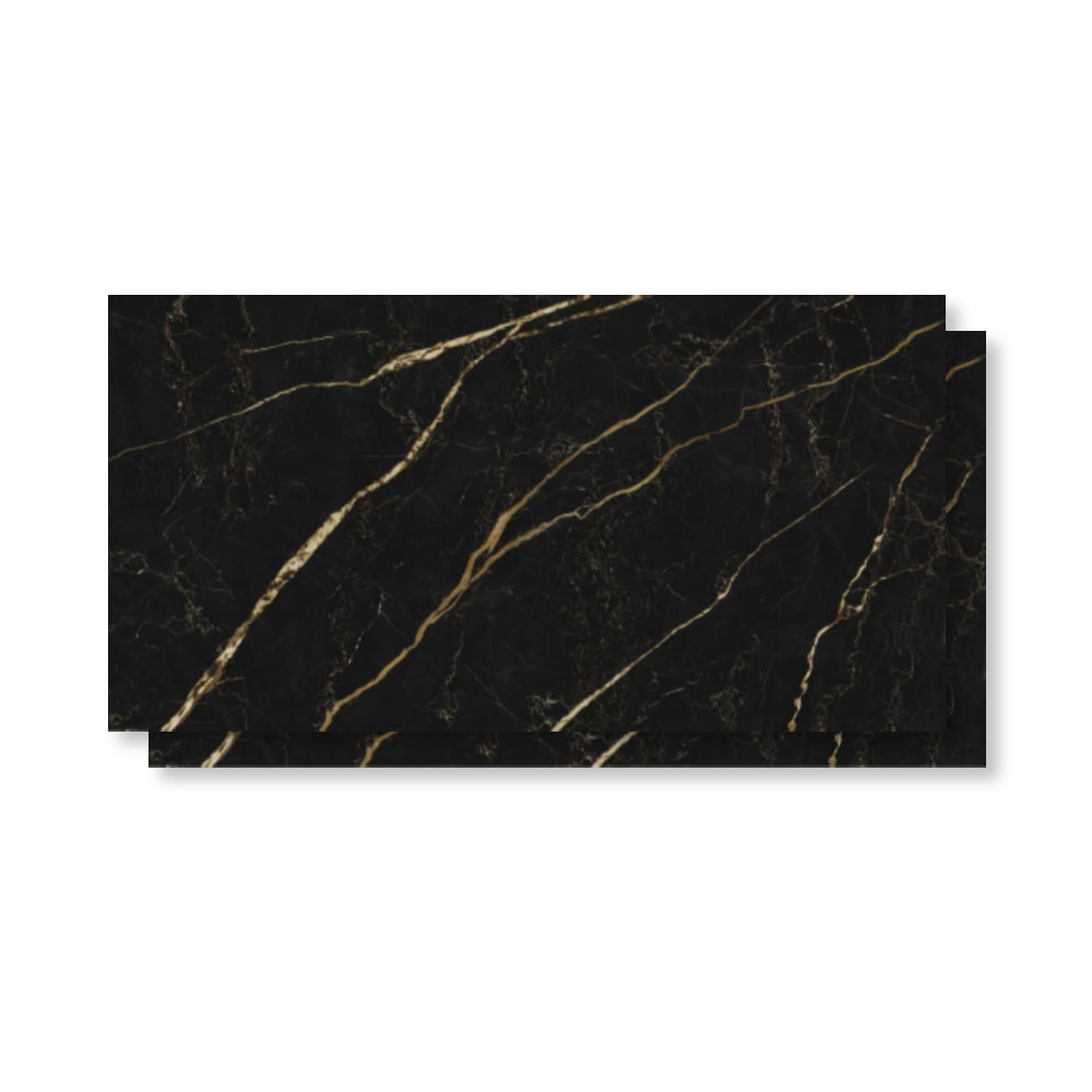 Piso Ceramico Polido 60x120cm Caixa 2,18m² Karina Black Gold Retificado - 68020