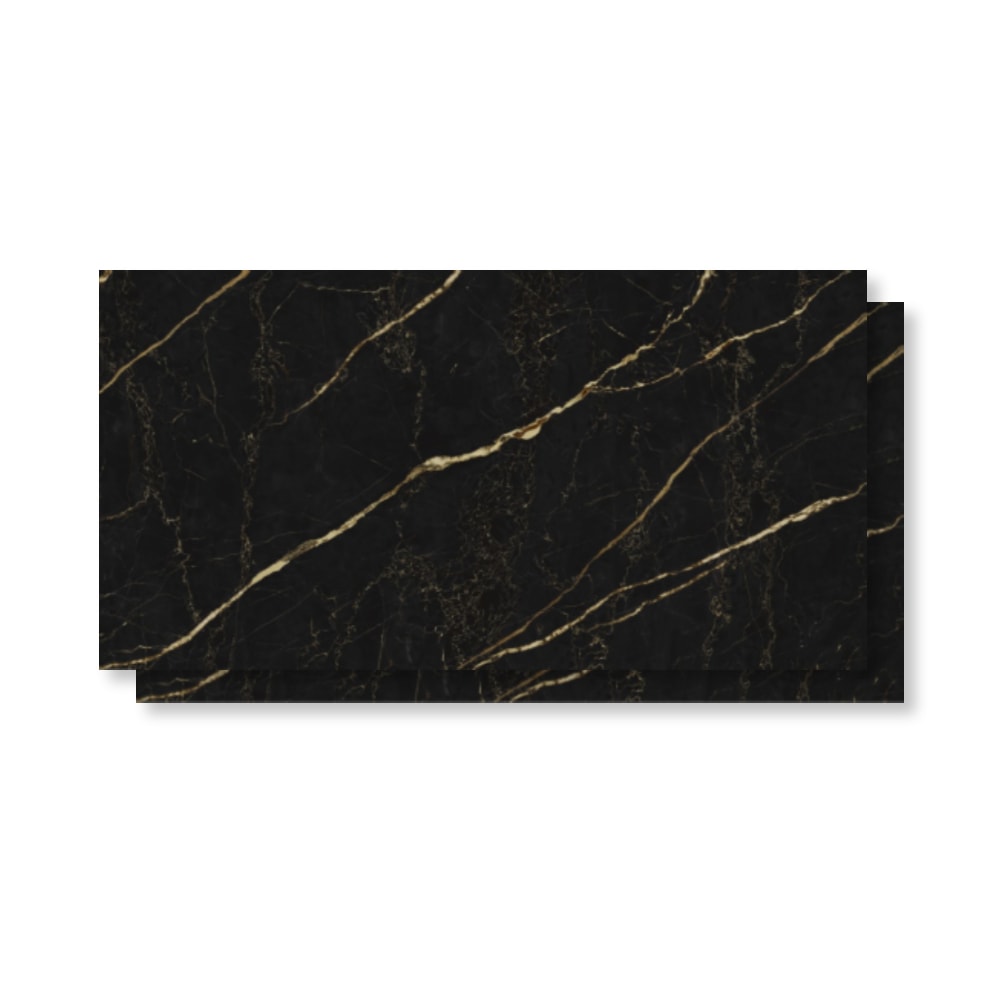 Piso Ceramico Polido 60x120cm Caixa 2,18m² Karina Black Gold Retificado - 68020