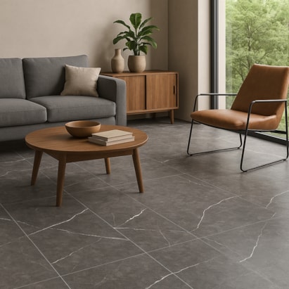 Piso Ceramico Polido 60x120cm Caixa 2,18m² Karina Marmo Grafite HD Retificado - 68004