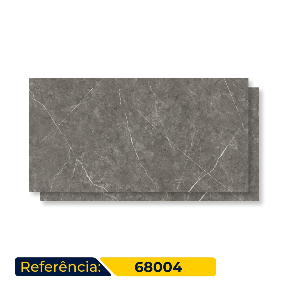 Piso Ceramico Polido 60x120cm Caixa 2,18m² Karina Marmo Grafite HD Retificado - 68004