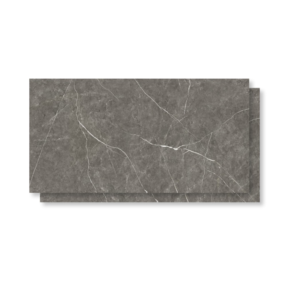 Piso Ceramico Polido 60x120cm Caixa 2,18m² Karina Marmo Grafite HD Retificado - 68004