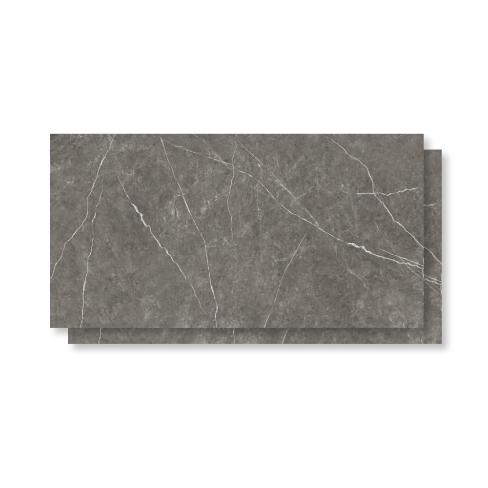Piso Ceramico Polido 60x120cm Caixa 2,18m² Karina Marmo Grafite HD Retificado - 68004