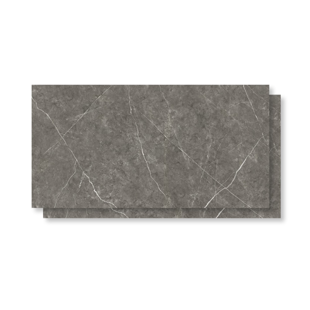 Piso Ceramico Polido 60x120cm Caixa 2,18m² Karina Marmo Grafite HD Retificado - 68004
