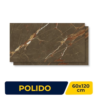 Piso Cerâmico Polido 60x120cm Caixa 2,18m² Karina Ombra Di Carvaggio Retificado - 68006