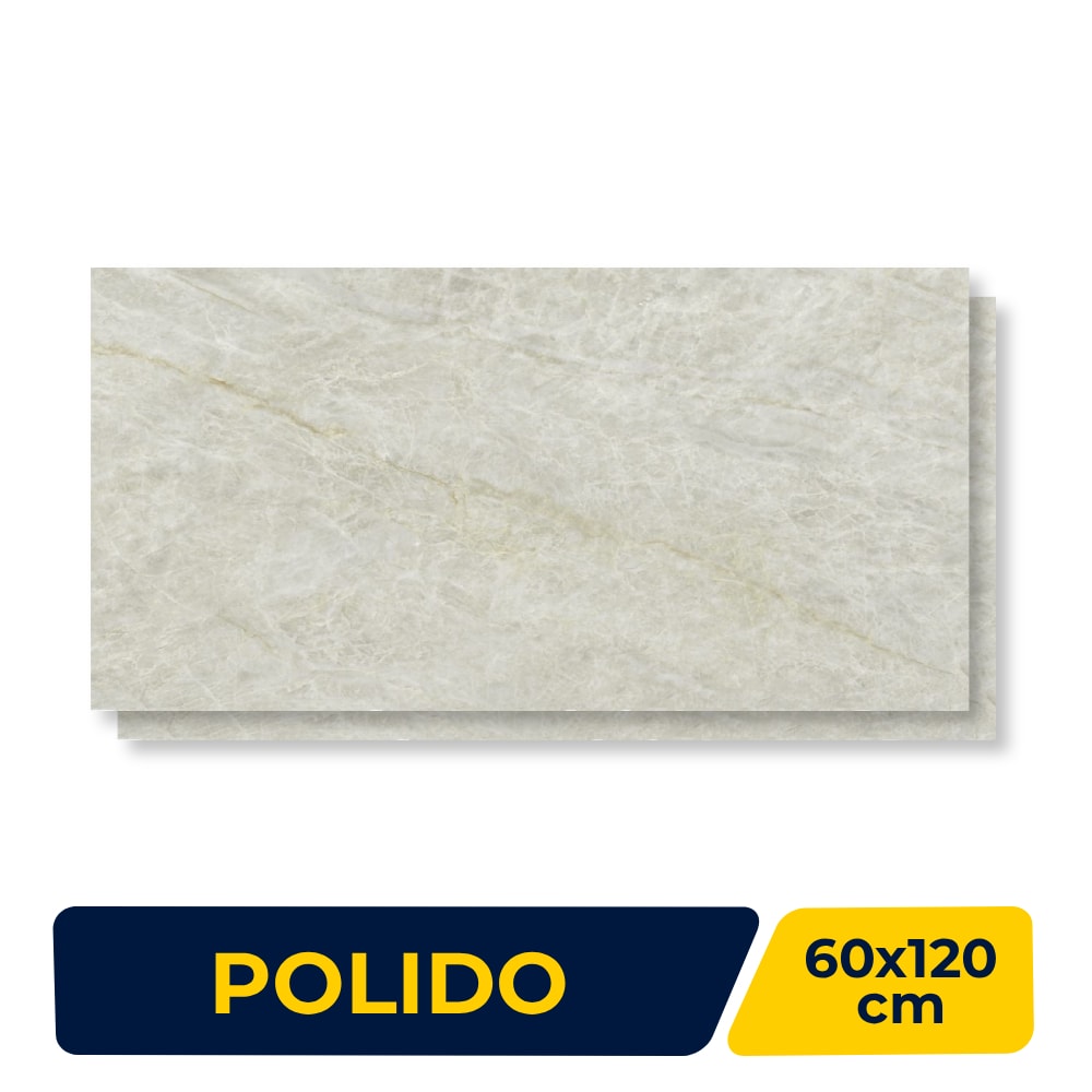 Piso Cerâmico Polido 60x120cm Caixa 2,18m² Karina Taj Mahal Retificado - 68025