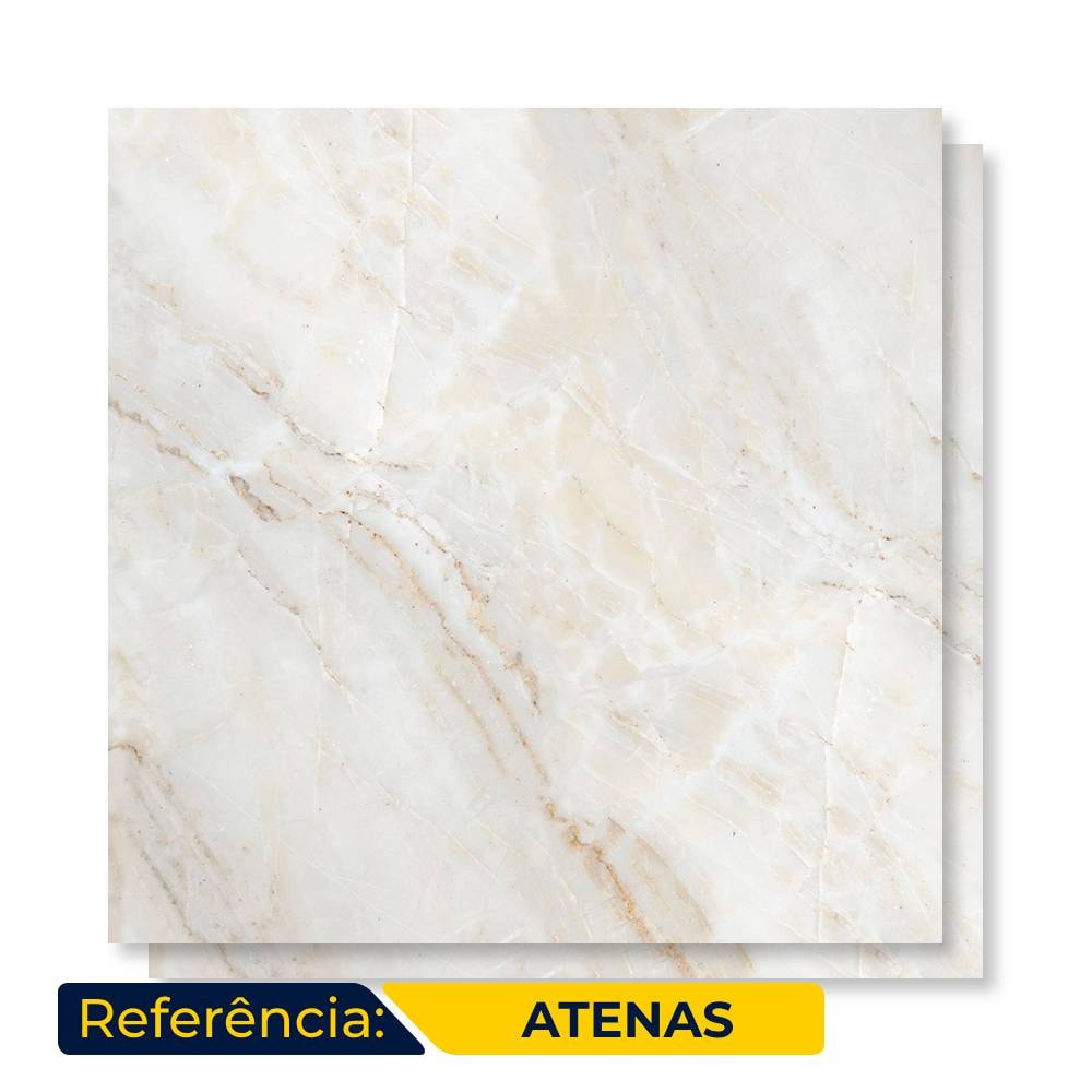 Piso Cerâmico Polido 60x60cm Caixa 2,47m² Lume Atenas Retificado