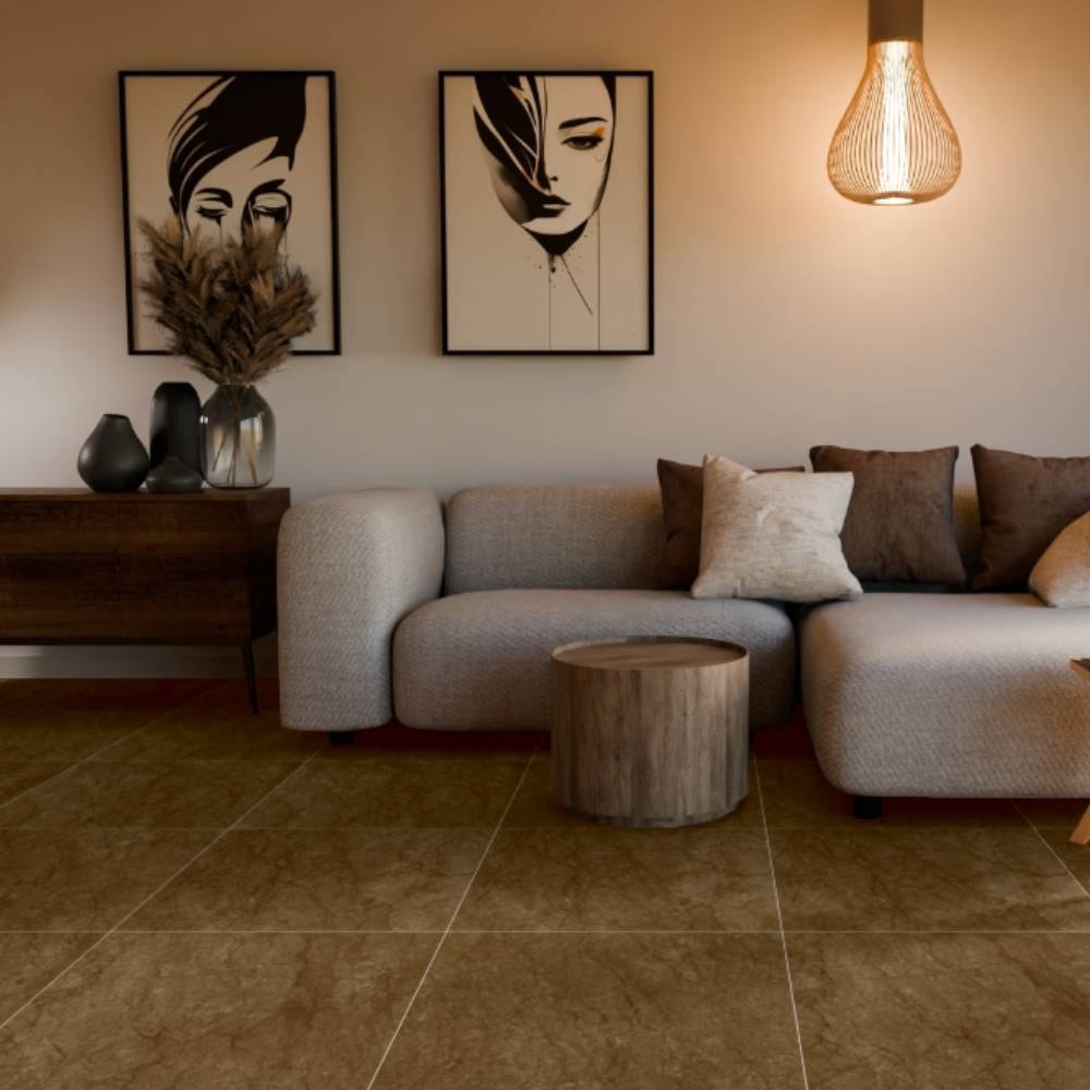 Piso Cerâmico Polido 60x60cm Caixa 2,47m² Lume Baviera Bronze Retificado