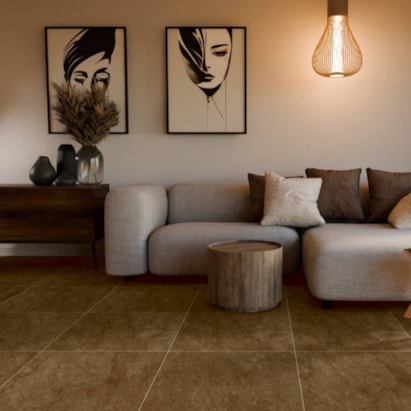 Piso Cerâmico Polido 60x60cm Caixa 2,47m² Lume Baviera Bronze Retificado