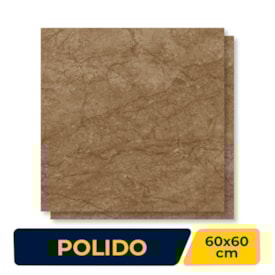 Piso Cerâmico Polido 60x60cm Caixa 2,47m² Lume Baviera Bronze Retificado