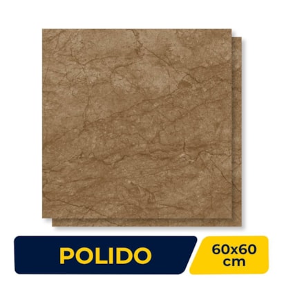 Piso Cerâmico Polido 60x60cm Caixa 2,47m² Lume Baviera Bronze Retificado